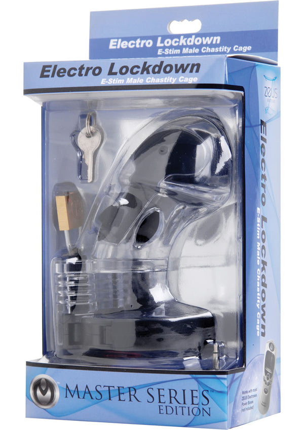 Zeus Electrosex Electro Lockdown Estim Male Chastity Cage - Clear