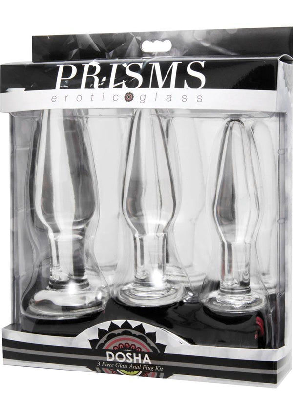 Prisms Dosha Glass Anal Plugs Clear 3 Each Per Kit