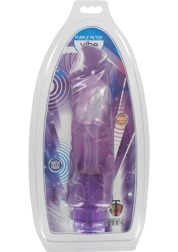 Trinity Vibes Purple Peter Realistic Jelly Vibrator Waterproof Purple 9 Inch