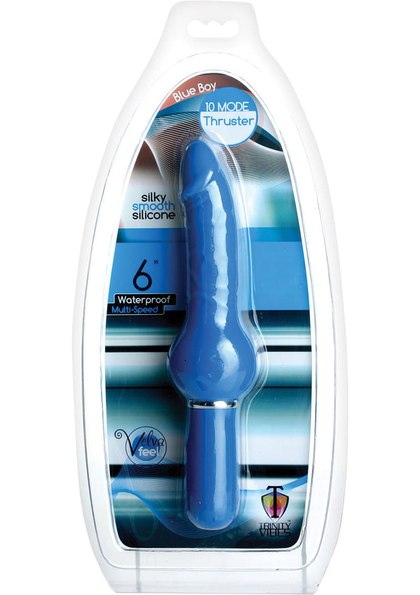 Trinity Vibes Blue Boy Thruster Soilicone Vibe Waterproof Blue