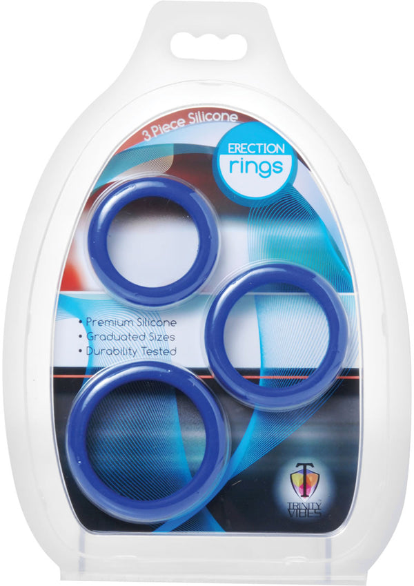 Trinity 4 Men 3 Piece Silicone Erection Rings - Blue