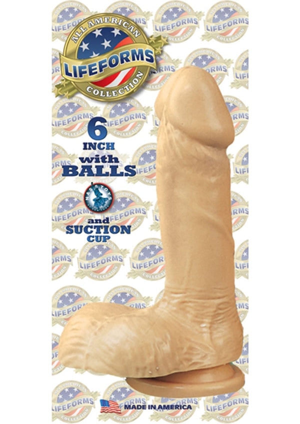 Lifeforms All American Collection Dildo With Balls Suction Cup Base 6in - Vanilla