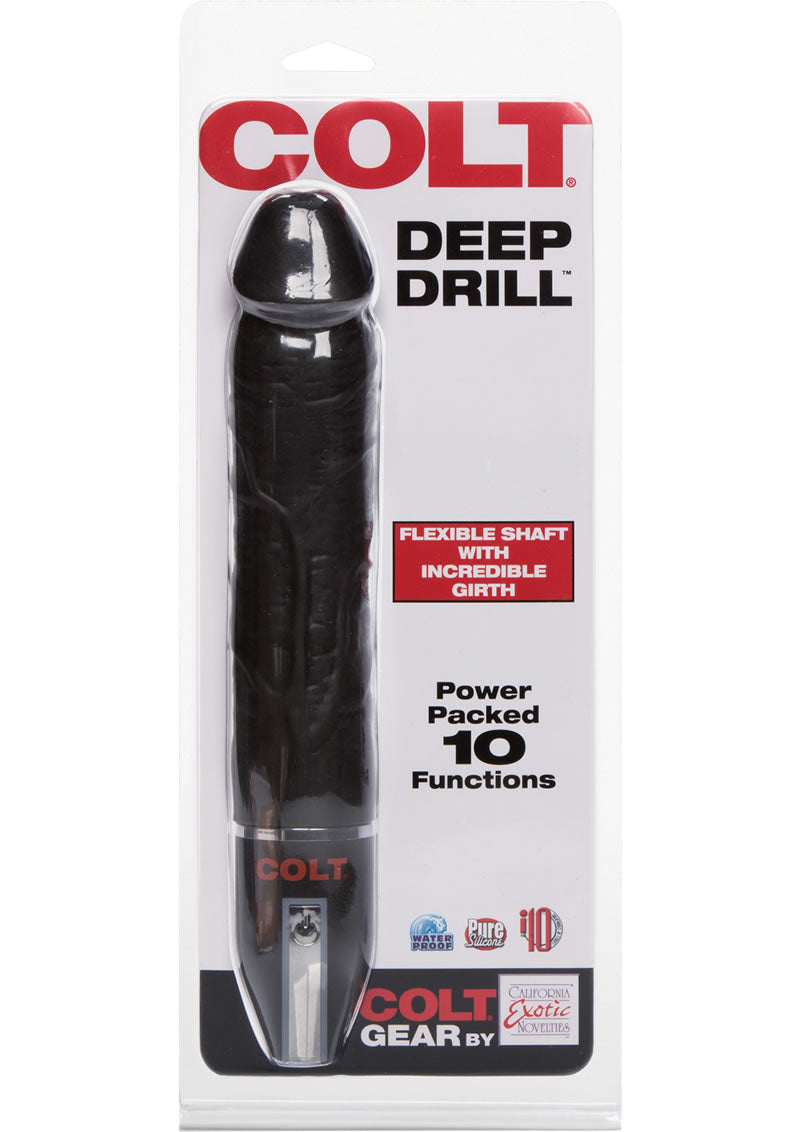 Colt Deep Drill Realistic Vibrating Probe Waterproof Black 8 Inch