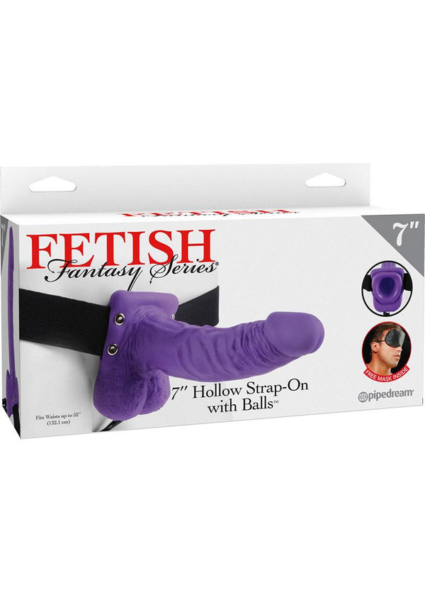 Fetish Fantasy Series Vibrating Hollow Strap On With Balls Purple 7 Inch