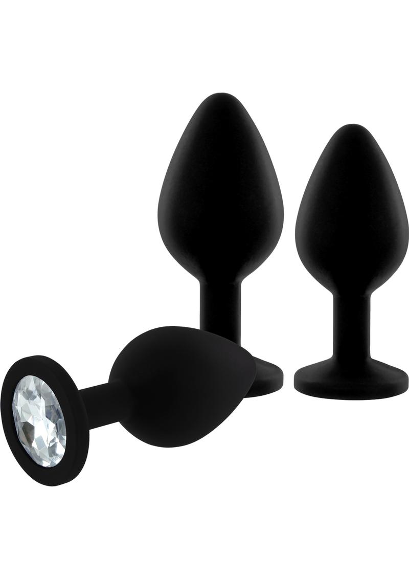 Rianne S Silicone Booty Plug Set Black 3 Assorted Sizes