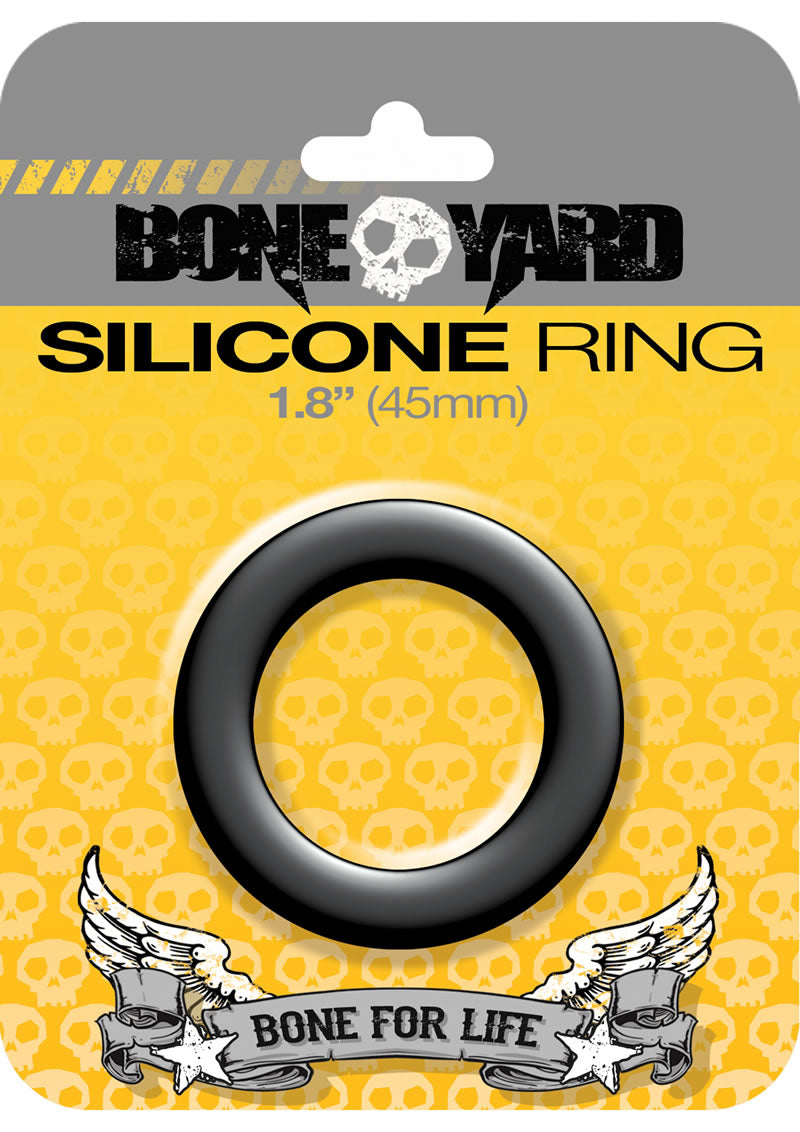 Bone Yard Silicone Ring Cockring Black 1.8 Inch Diameter