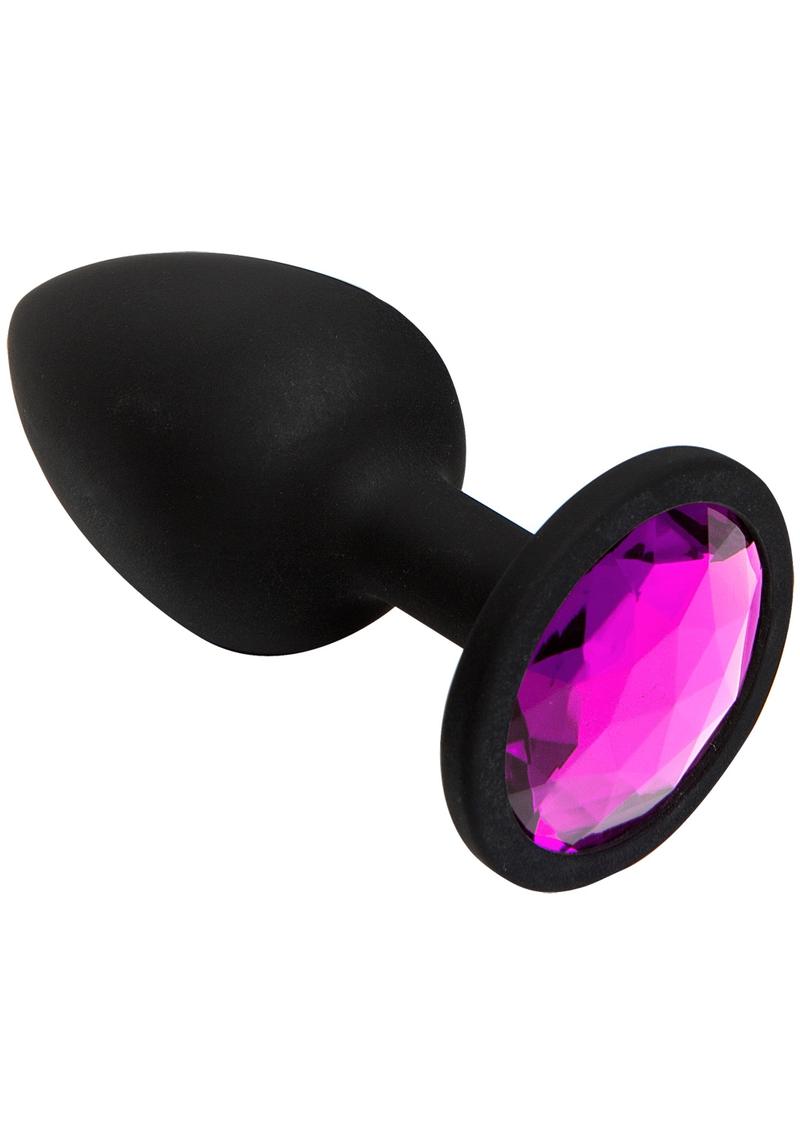 Booty Bling Jeweled Silicone Anal Plug - Small - Pink