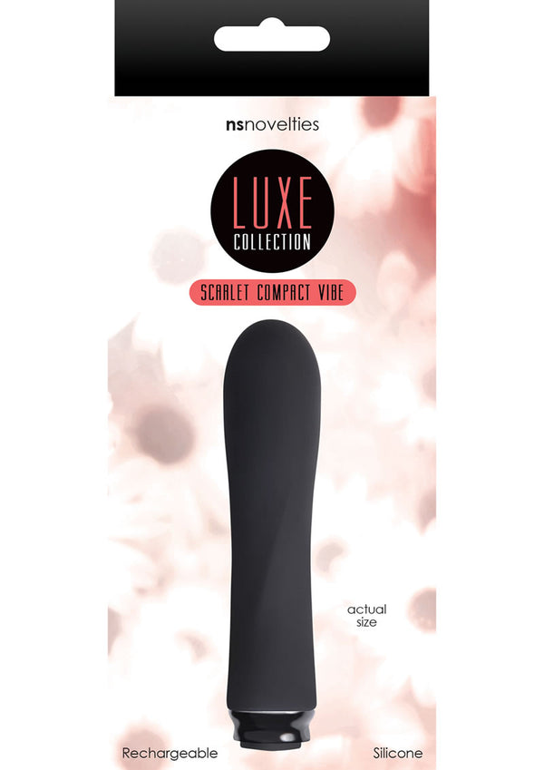 Luxe Collection Scarlet Compact Vibe Silicone Rechargeable Vibrator - Black