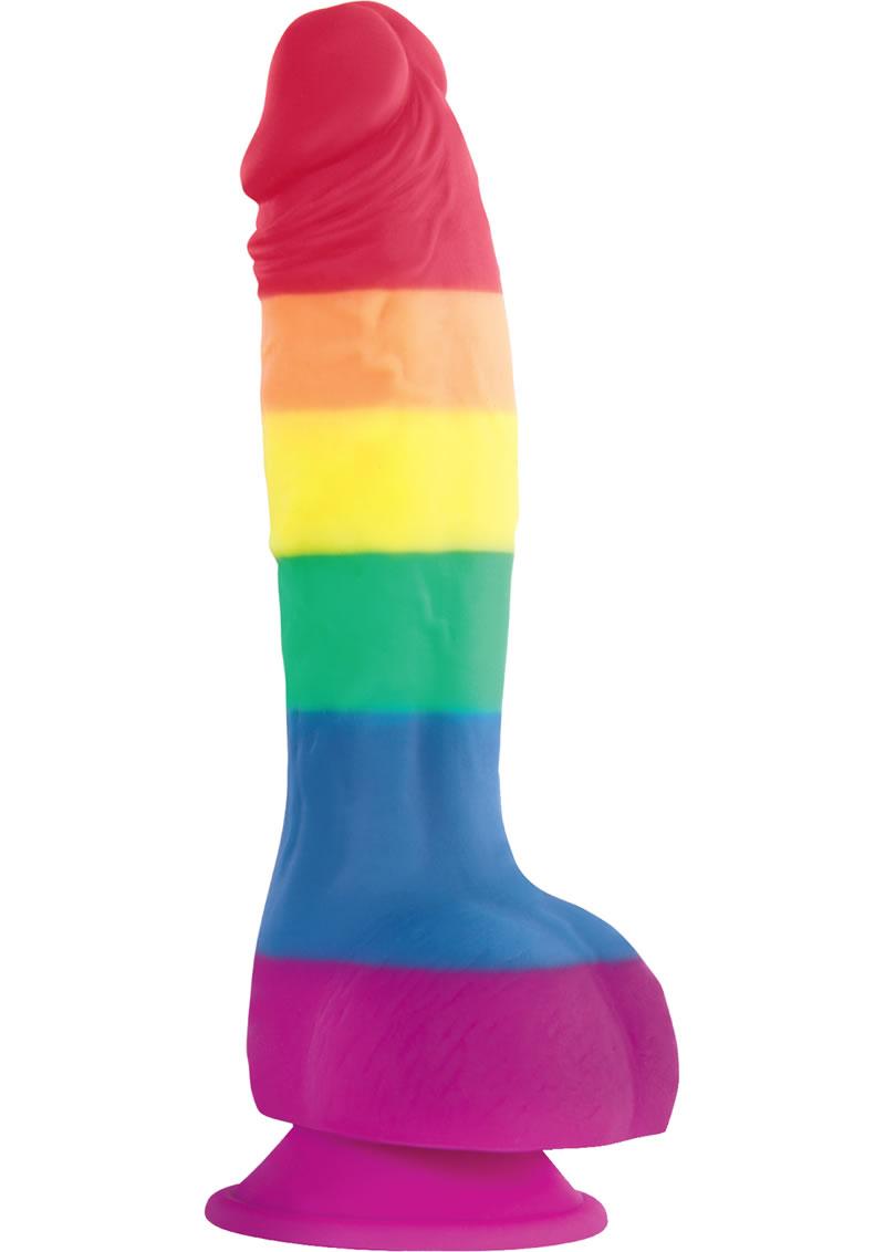 Colours Pride Edition 6in Silicone Suction Cup Dildo With Balls - Rainbow