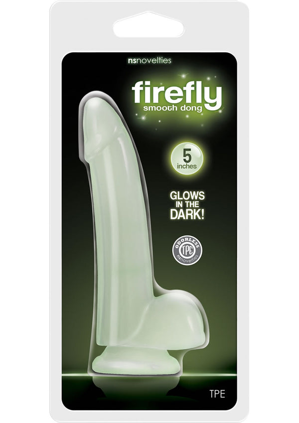 Firefly Smooth Dong With Balls 5In Glow In The Dark - Clear