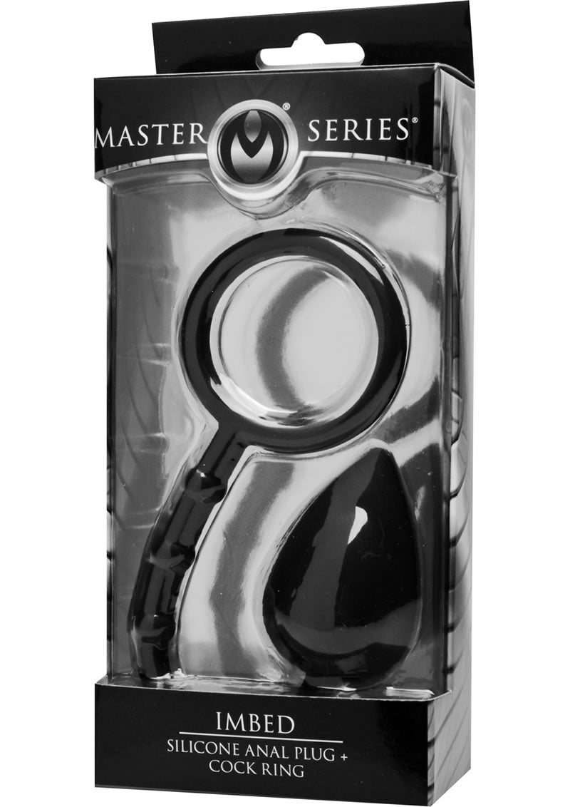 Master Series Imbed Silicone Anal Plug Plus Cock Ring Black