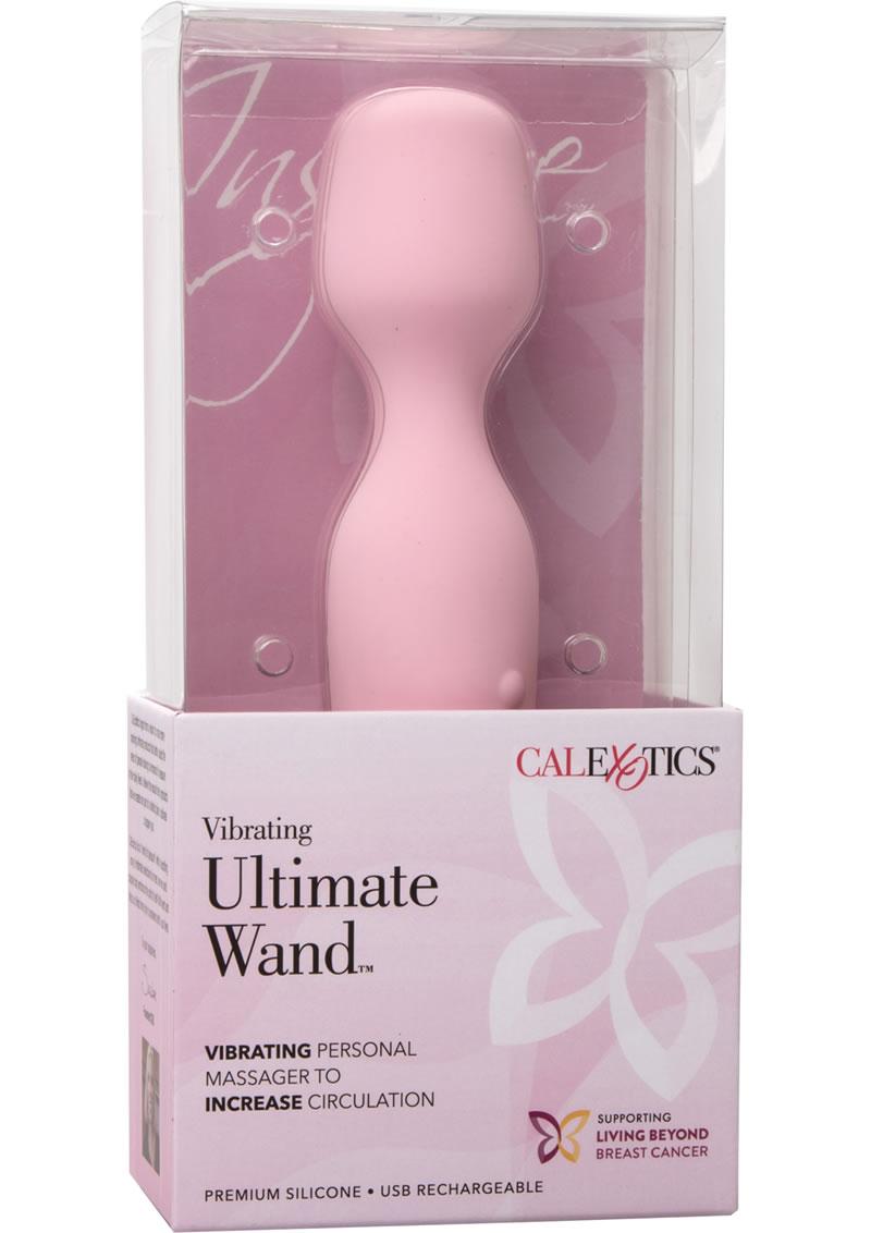 Inspire Vibrating Ultimate Silicone Wand Rechargeable Waterproof Pink 7.25 Inch