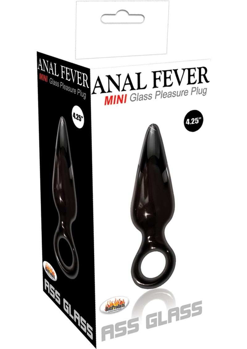 Anal Fever Mini Glass Pleasure Plug Black 4.25 Inch
