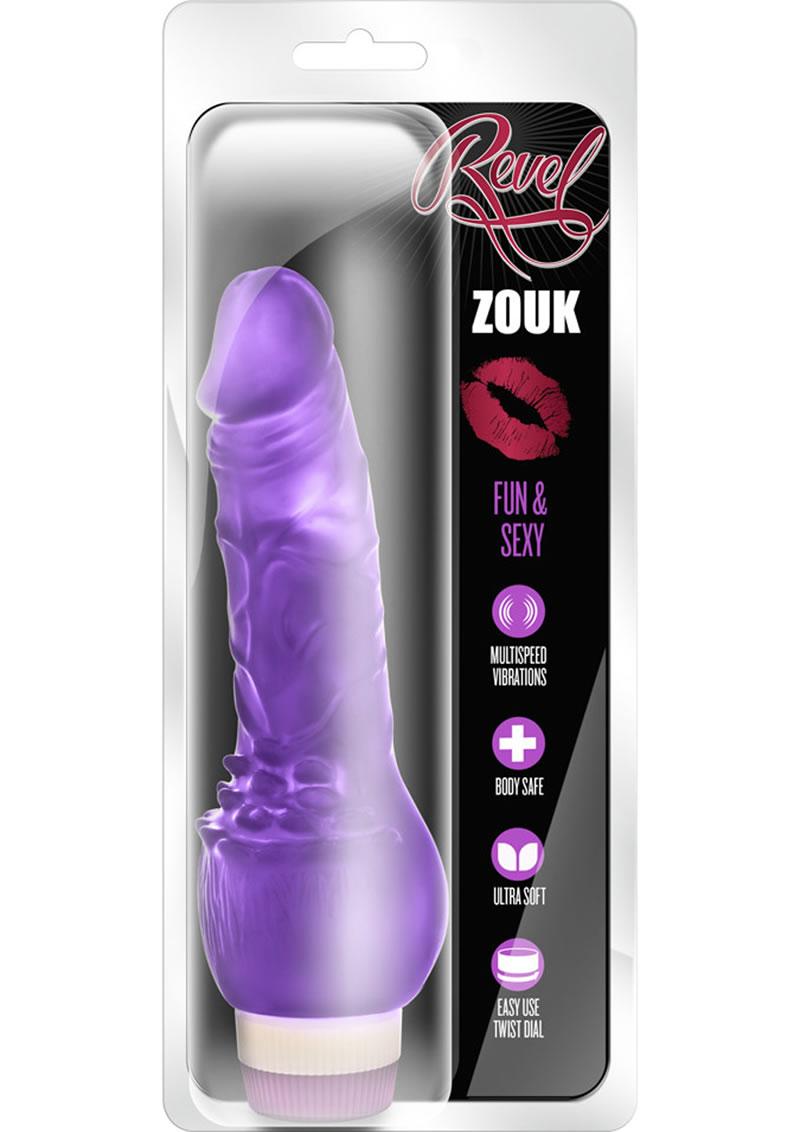 Revel Zouk Vibrating Dildo 7.8In - Purple