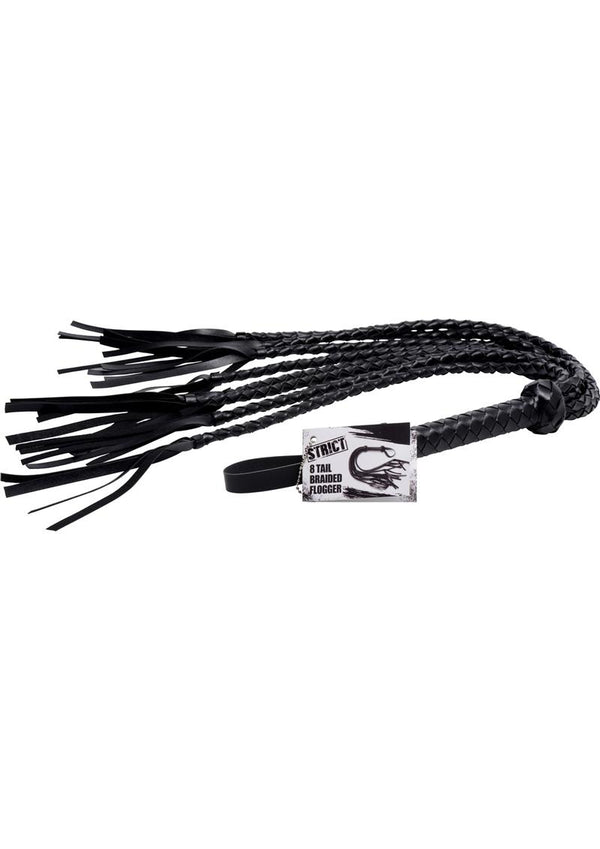 Strict 8 Tail Braided Flogger Black 32 Inch Long