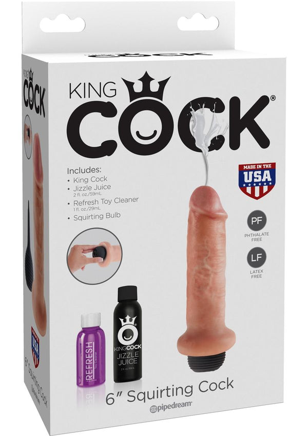 King Cock Squirting Dildo 6in - Vanilla