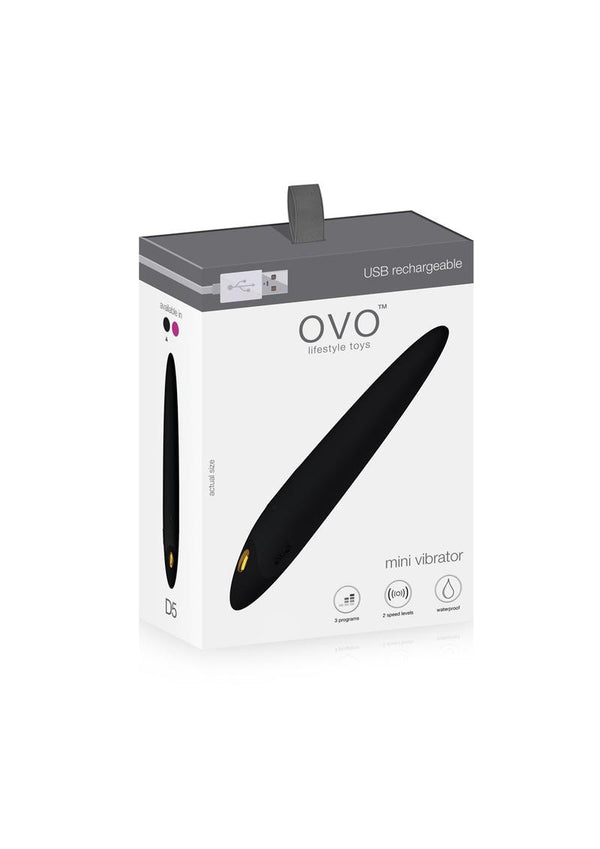 Ovo D5 Usb Rechargeable Silicone Mini Vibe Waterproof Black And Gold