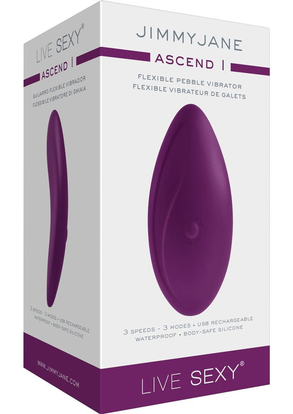 Jimmyjane Live Sexy Ascend 1 Flexible Silicone Usb Rechargeable Pebble Vibrator Waterproof Purple
