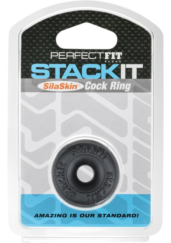 Perfect Fit Stackit Silaskin Cock Ring - Black