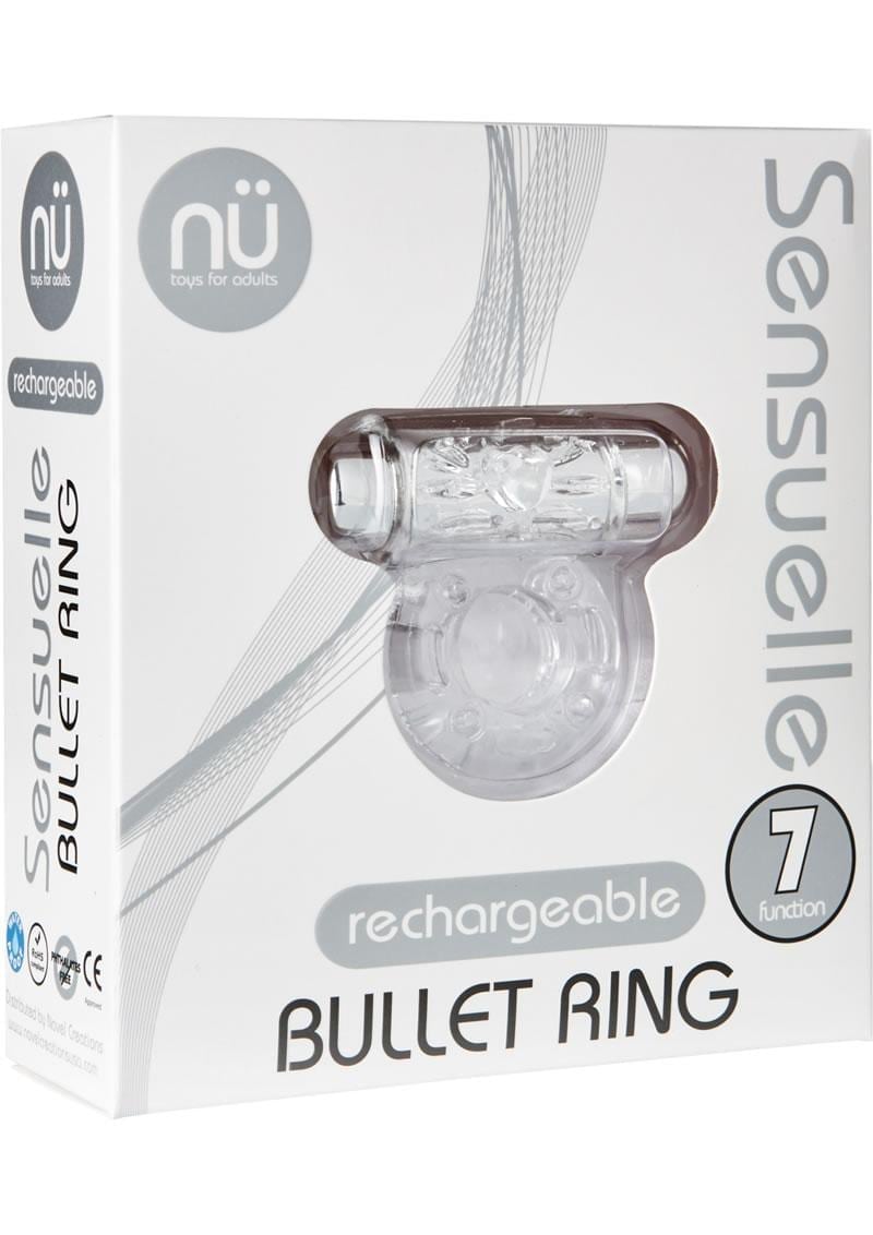 Bullet Ring 7 Function Silicone Rechargeable C Ring Waterproof Clear
