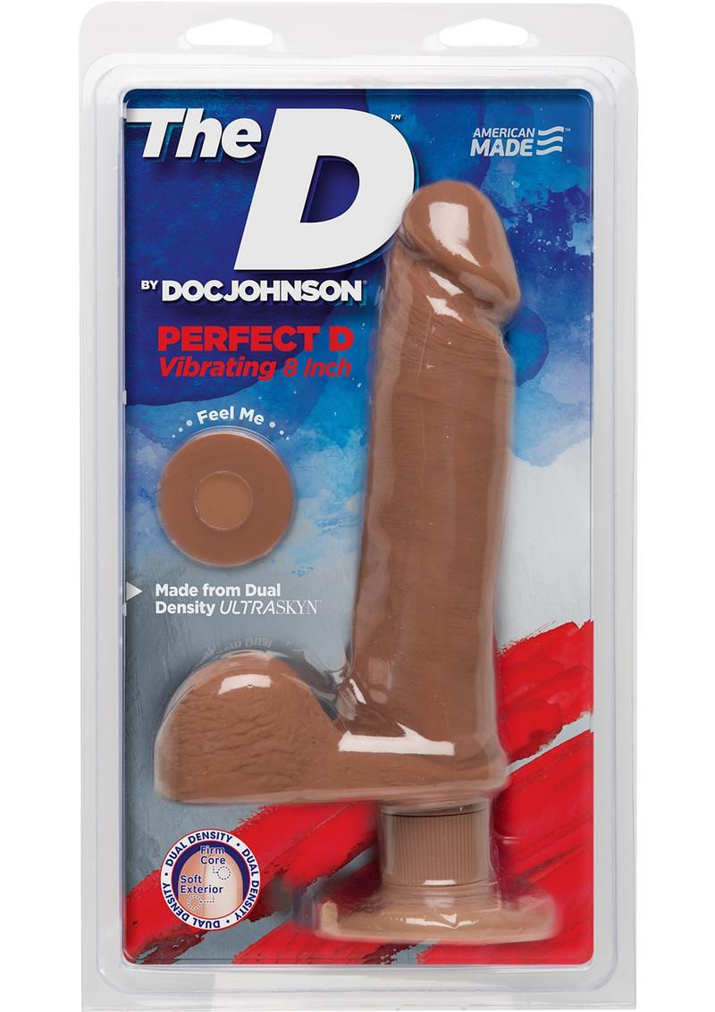 The D Perfect D Vibrating Dual Dense Ultraskyn Dong With Balls Waterproof Caramel 8 Inch