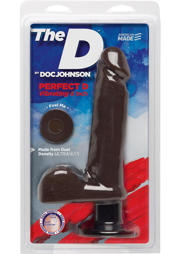 The D Perfect D Vibrating Dual Dense Ultraskyn Dong With Balls Waterproof Chocolate 8 Inch