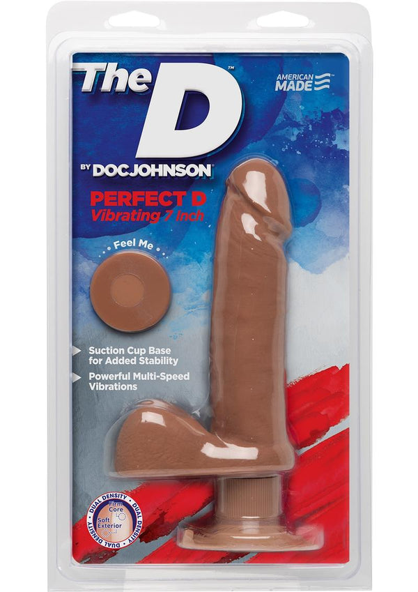 The D Perfect D Vibrating Dual Dense Ultraskyn Dong With Balls Waterproof Caramel 7 Inch