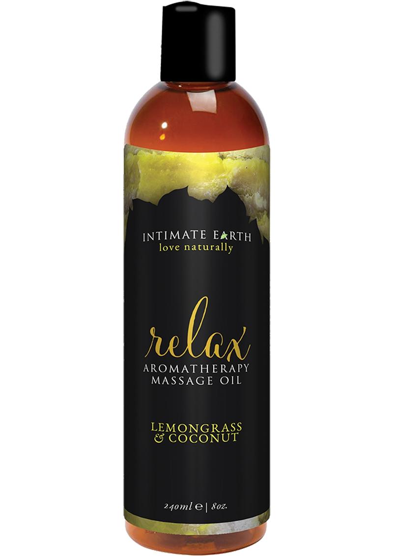 Intimate Earth Relax Aromatherapy Massage Oil Lemongrass & Coconut 8oz