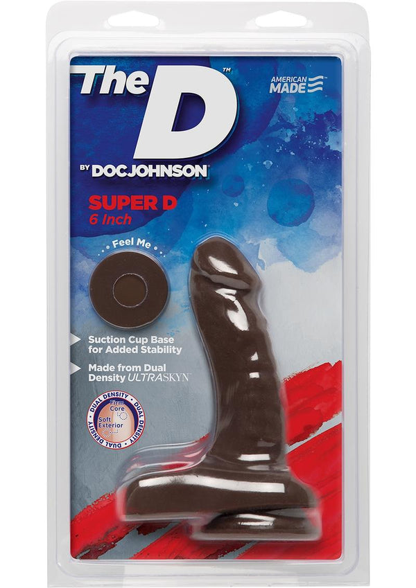 The D Super D Ultraskyn Dildo with Balls 6in - Chocolate