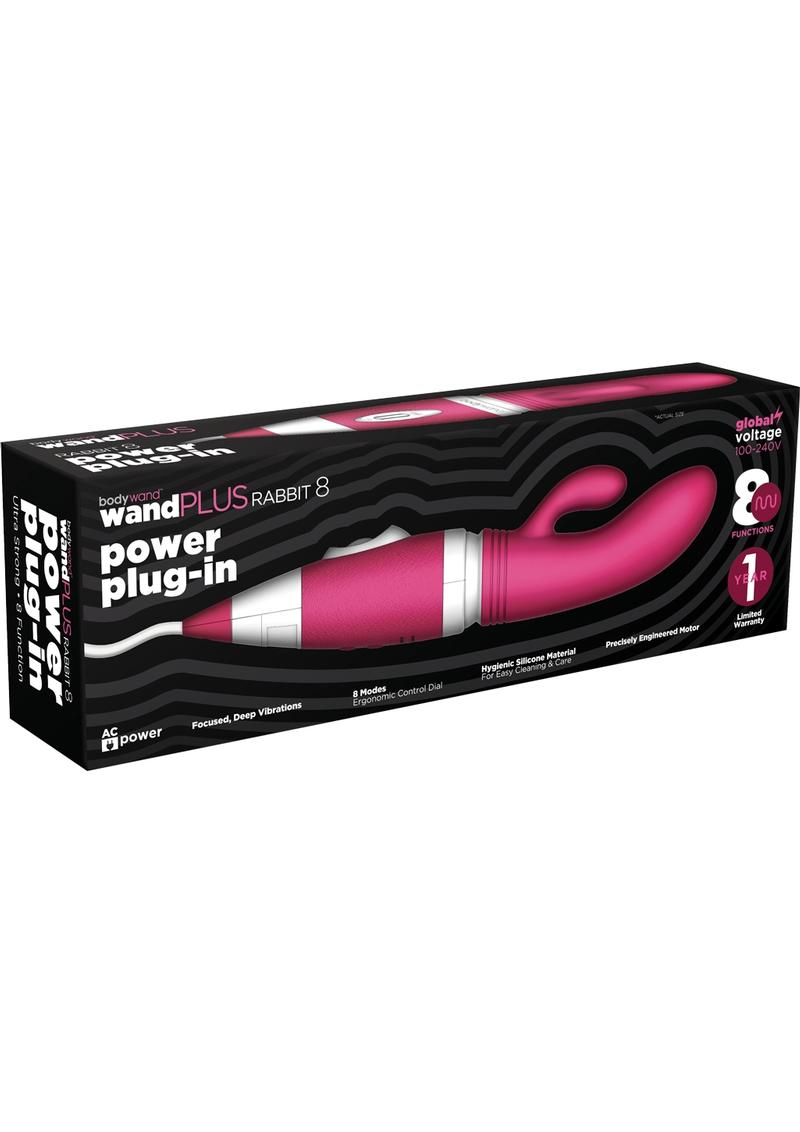 Bodywand Wand Plus Rabbit 8 Power Plug-In Vibe Silicone Pink