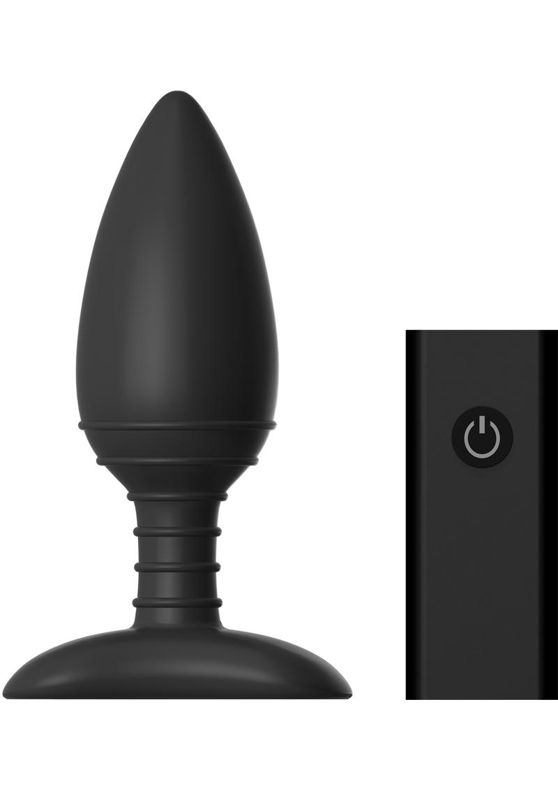 Nexus Ace Rechargealbe Silicone Vibrating Butt Plug With Remote Control- Medium - Black