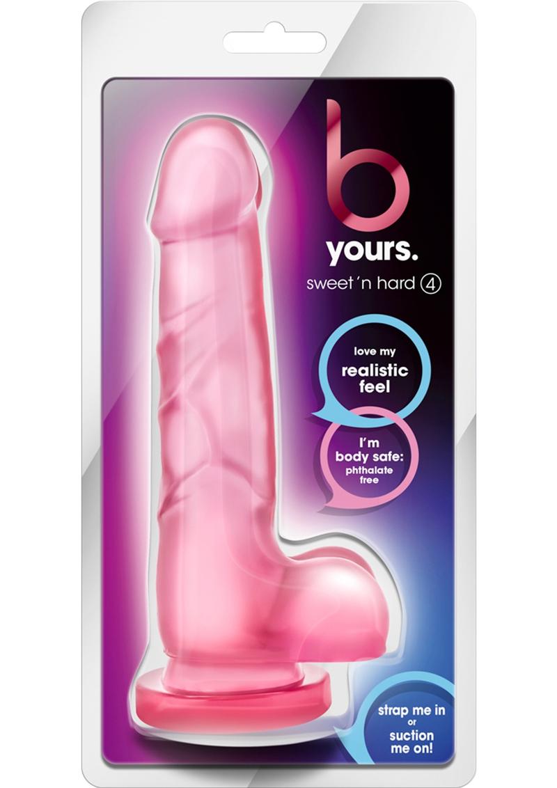 B Yours Sweet n Hard 4 Dildo With Balls 10.5in - Pink