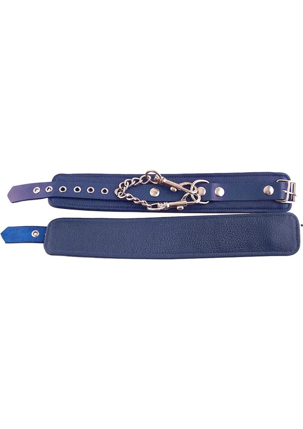 Rouge Plain Leather Ankle Cuffs Blue
