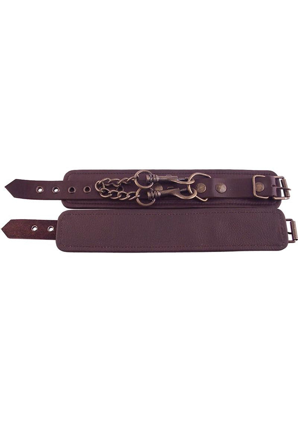 Rouge Plain Leather Wrist Cuffs Brown