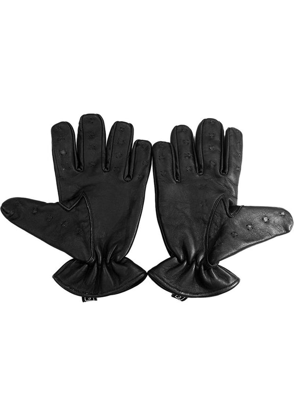 Rouge Leather Vampire Gloves Black Medium
