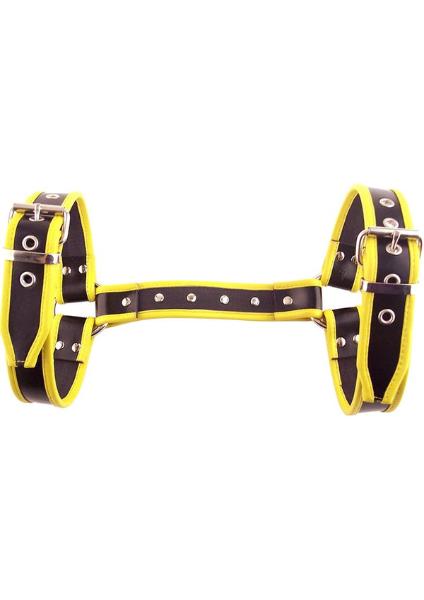 Rouge Leather Adjustable Halter Harness - Extra Large - Black/Yellow
