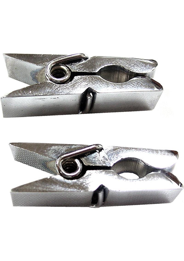 Rouge Metal Nipple Clamps In Clamshell Silver - Clothespin