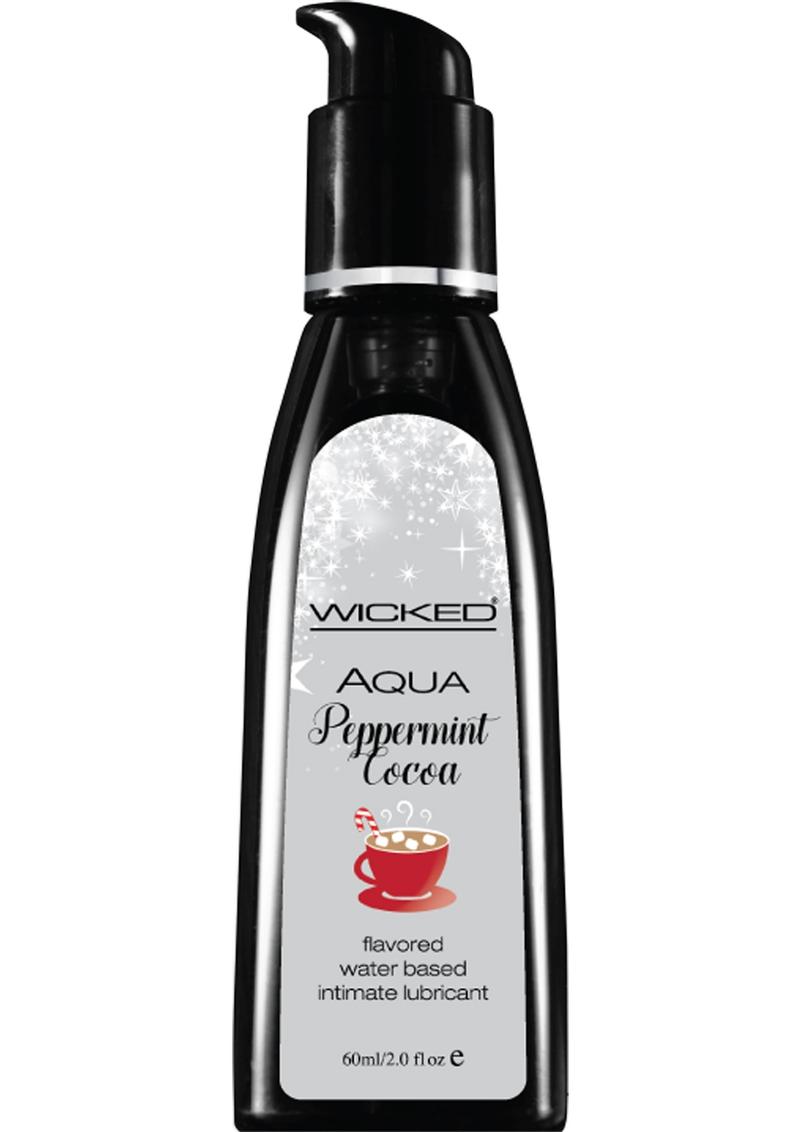 Wicked Aqua Flavored Water Based Intimate Lubricant Peppermint Cocoa 2 Ounce