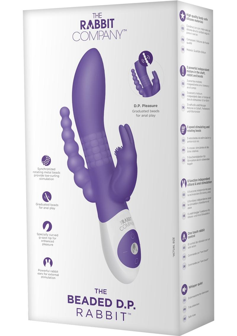 The Beaded Dp Rabbit Usb Rechargeable Clitoral And Anal Stimulation Silicone Vibrator Splashproof Purple