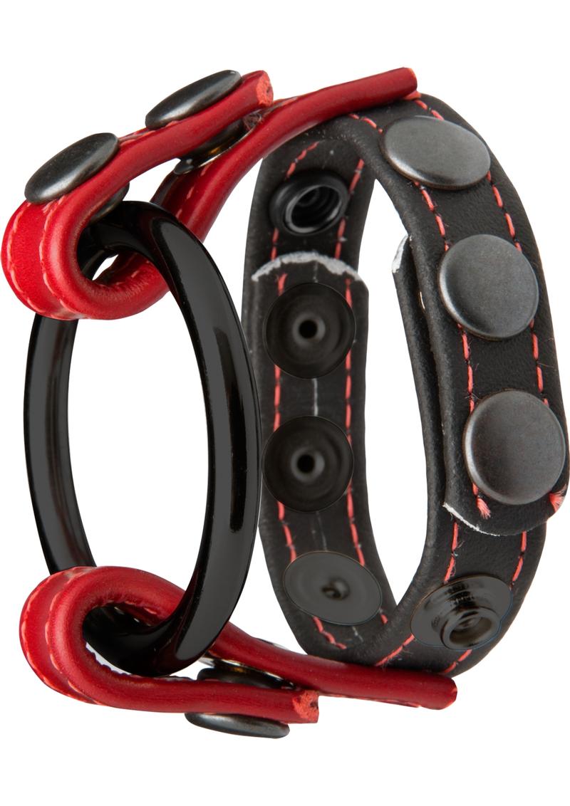 Kink Cock & Ball Master Cock Ring - Black And Red