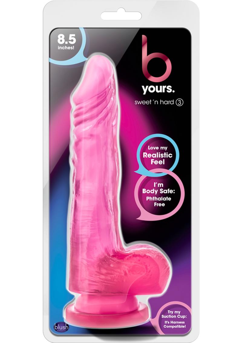 B Yours Sweet N' Hard 3 Dildo With Balls 8.5In - Pink