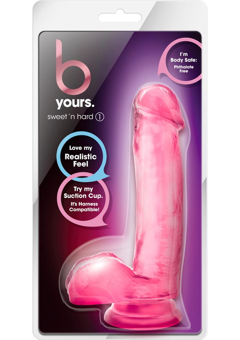 B Yours Sweet N Hard 01 Realistic Dong With Balls Pink 7 Inch
