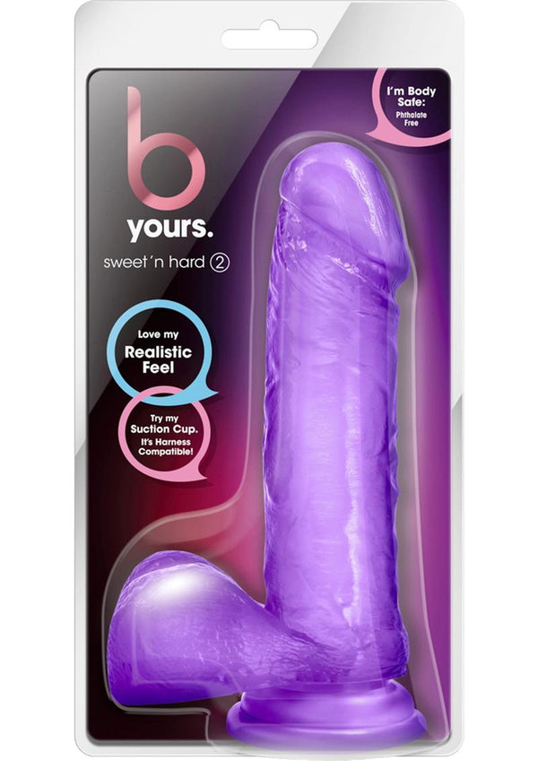 B Yours Sweet n' Hard 2 Dildo With Balls 7.75in - Purple