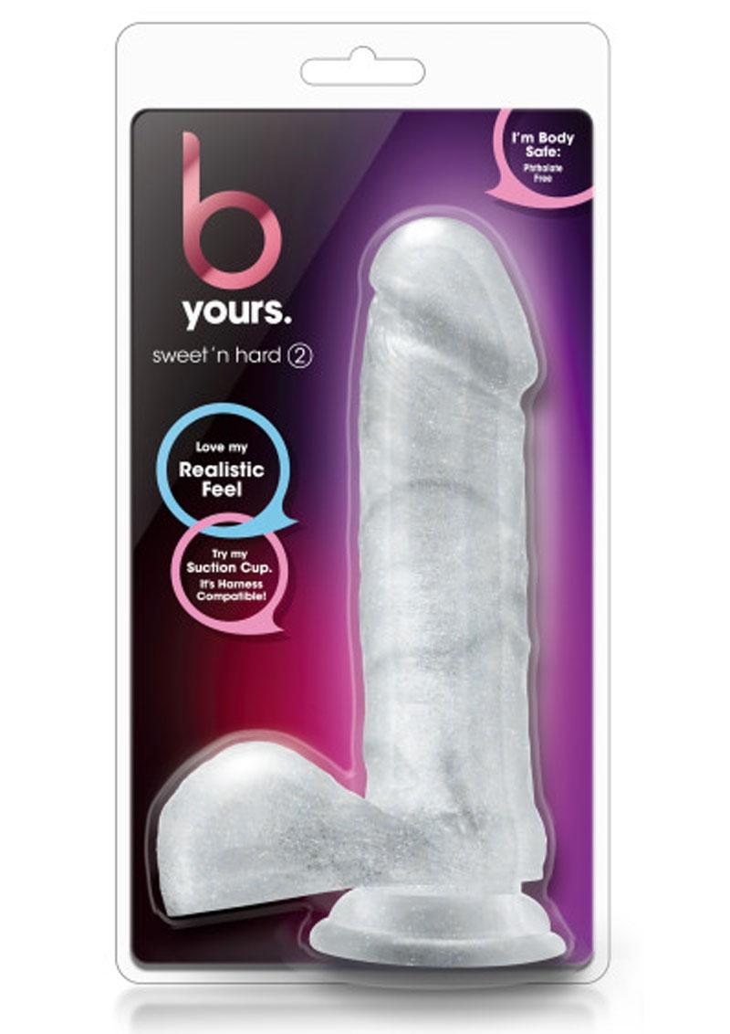 B Yours Sweet N Hard 02 Realistic Dong With Balls Clear 7.75 Inch