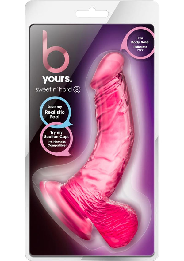 B Yours Sweet n' Hard 8 Dildo With Balls 6.5in - Pink