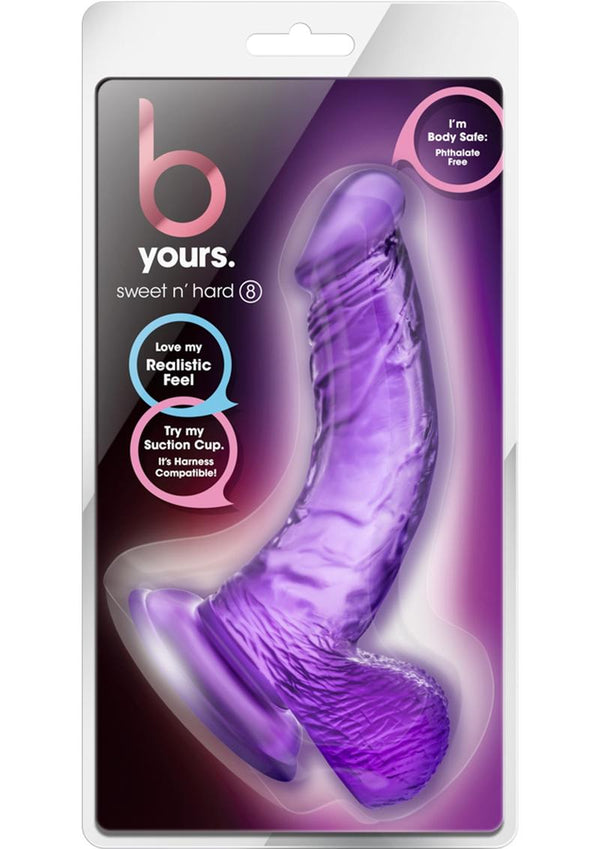 B Yours Sweet n' Hard 8 Dildo With Balls 6.5in - Purple