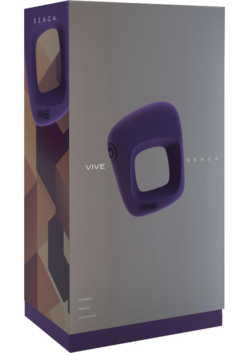 Vive Senca Silicone Usb Rechargeable Cockring Waterproof Purple
