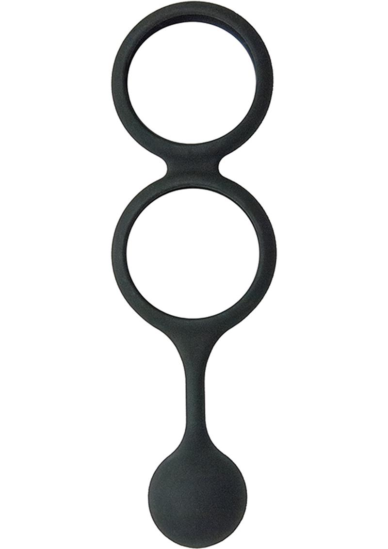 My Cockring Scrotum Ring With Weighted Ball Banger Silicone Cock Ring - Black