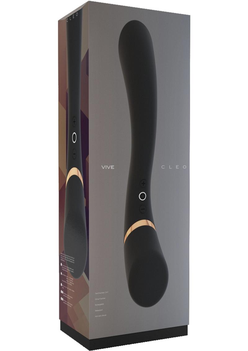 Vive Cleo Silicone Usb Rechargeable Dual End Vibrator Waterproof Black