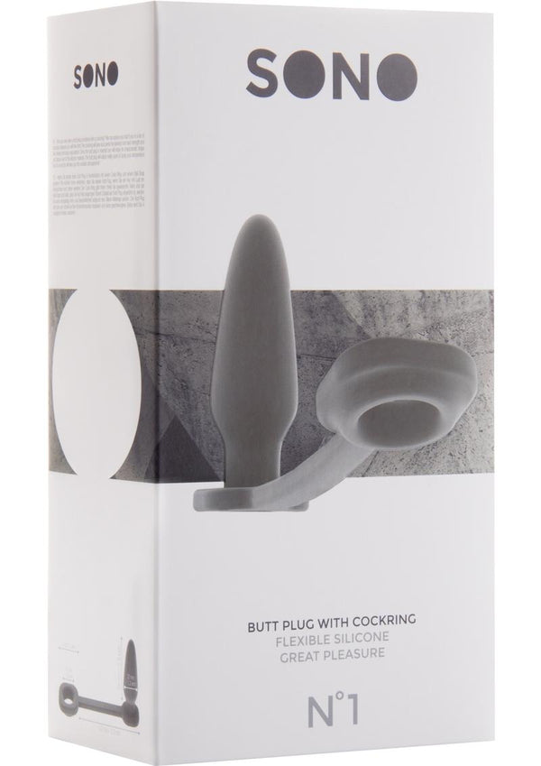 Sono No 1 Butt Plug With Cockring Flexible Silicone Grey